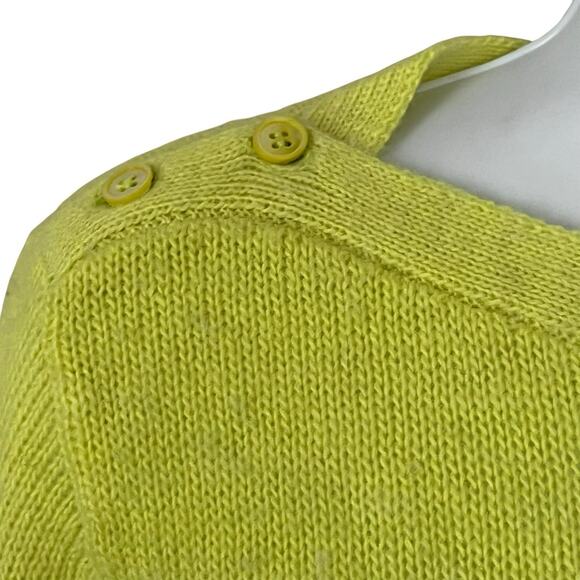 J. Crew Pullover Sweater Women’s Size S Wool Mohair Blend Buttons Chartreuse - Picture 4 of 8